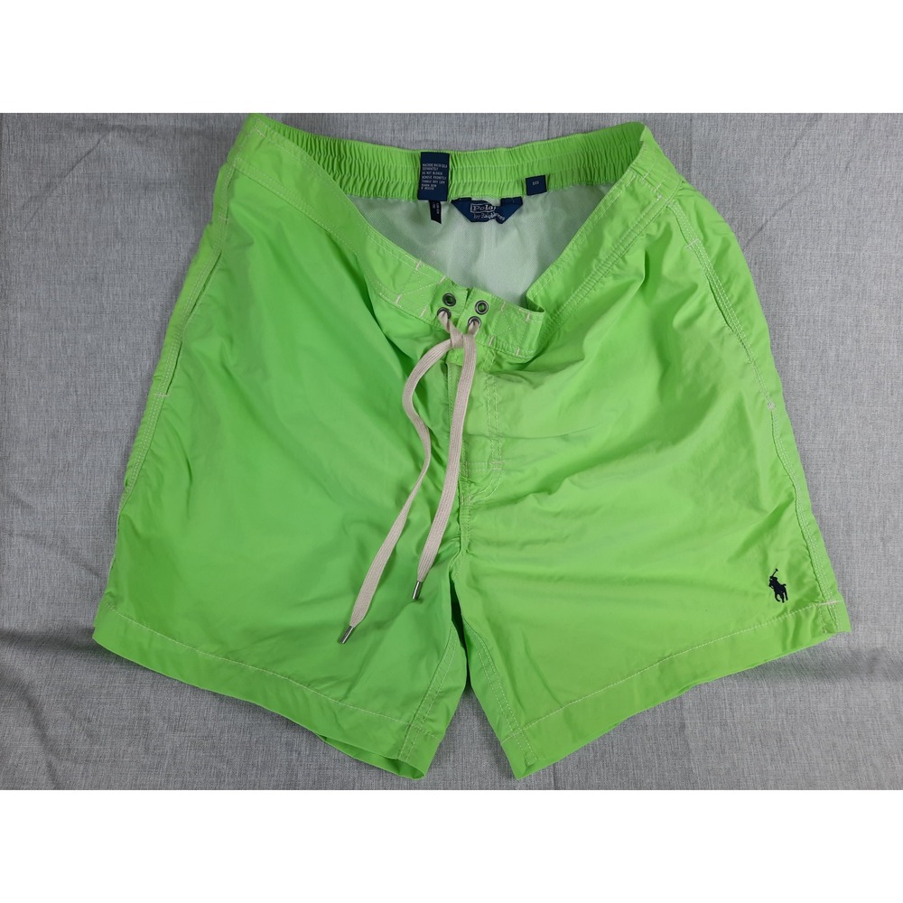 Polo by Ralph Lauren Men's Large Drawstring Stretch Swim Short Neon Green Nylon